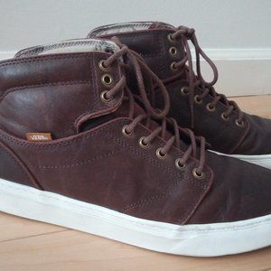 MENS LEATHER VANS ALOMAR  HI TOPS SIZE 12